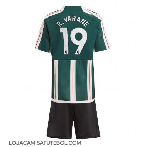 Camisa de Futebol Manchester United Raphael Varane #19 Equipamento Secundário Infantil 2023-24 Manga Curta (+ Calças curtas)